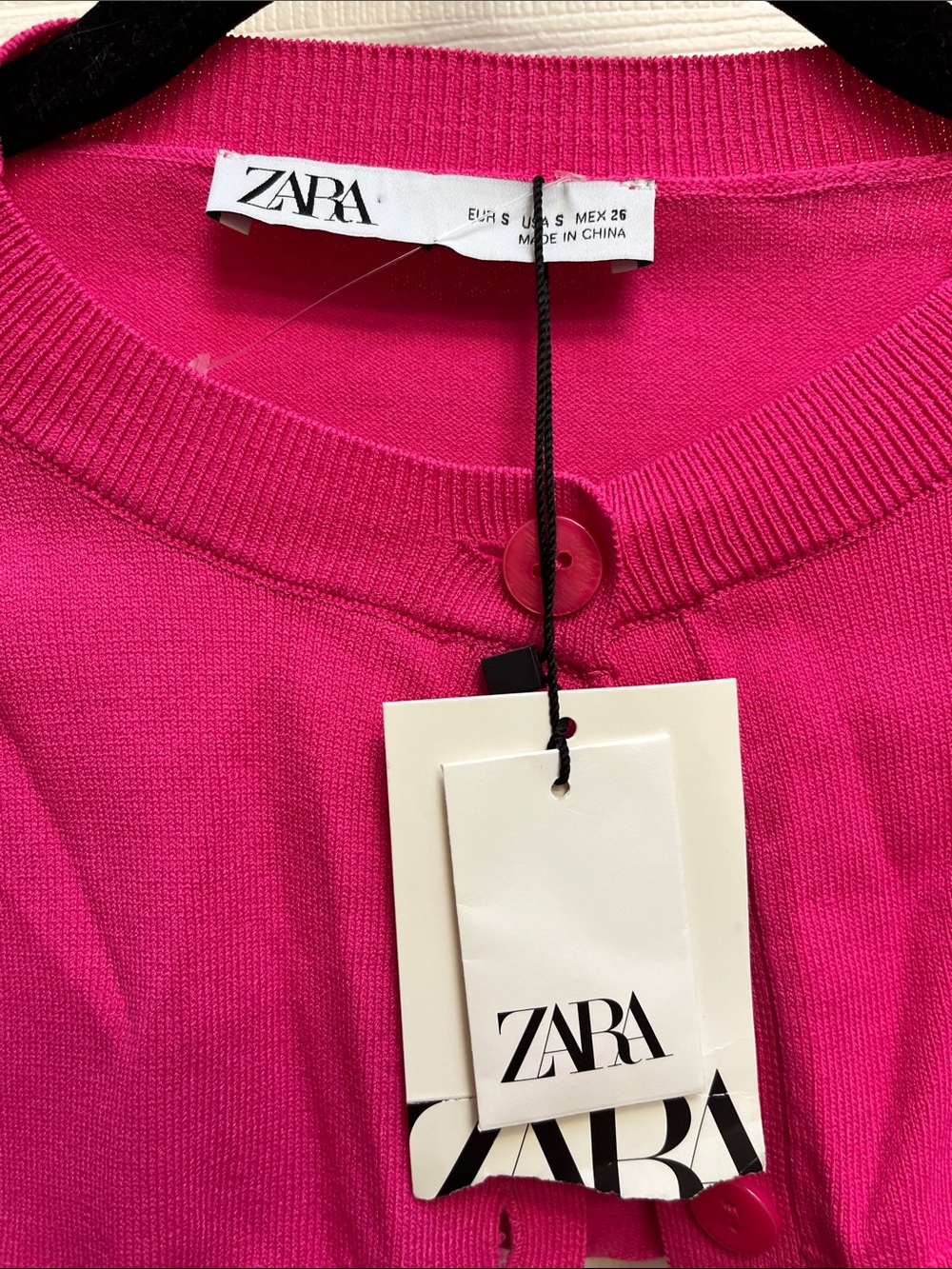 Zara Bright Pink Cropped Bolero Knit Shrug - Picture 2 of 2